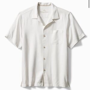 Tommy Bahama Silk Shirt Size XL White Vacation Relaxed Fit